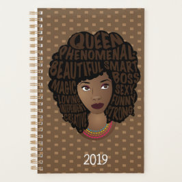 励ましの黒人女性 |水玉模様 |ブラウン プランナー手帳