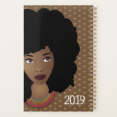 励ましの黒人女性 |水玉模様 |ブラウン プランナー手帳 (裏面)