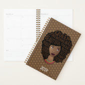励ましの黒人女性 |水玉模様 |ブラウン プランナー手帳 (ディスプレー)