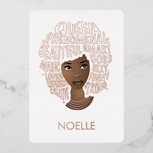 励ましの黒人女性，肯定の言葉 箔シーズンカード (正面)