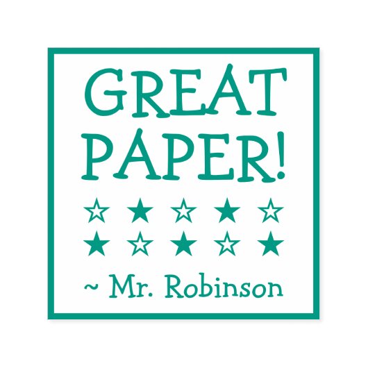 励ましの"GREAT PAPER!" + カスタム家庭教師名S セルフインキングスタンプ (デザイン)
