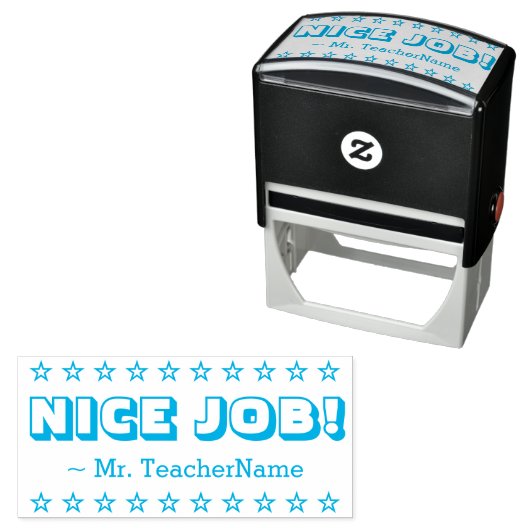 励ましの"NICE JOB!" +カスタム先生名 セルフインキングスタンプ (インサイチュ)