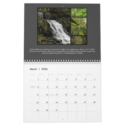 励ましインスパイアとコラージュ聖なる書物、 経典 カレンダー (3月 2026)