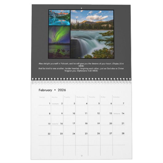 励ましインスパイアとコラージュ聖なる書物、 経典 カレンダー (2月 2026)