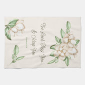 励ましバイブル聖句マグノリア水の色スクリプト キッチンタオル (横)