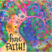 励まし信仰おもしろいカラフルツリー シール (正面)