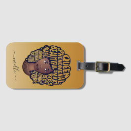 励まし黒人女性、ナチュラルヘアイエロー金ゴールド ラゲッジタグ