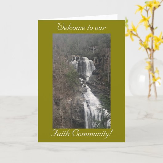 励まし，私たちの信仰コミュニティへようこそ，カード カード (黄色い花)