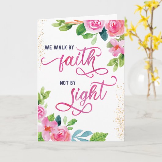 励まし、 私たちは目に見えるものではなく、信仰によって歩む カード (黄色い花)