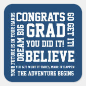 励モダンみおめでとうグラッドブルー スクエアシール (正面)