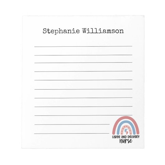 労パーソナライズされた働配信ナースレインボーナース ノートパッド (正面)