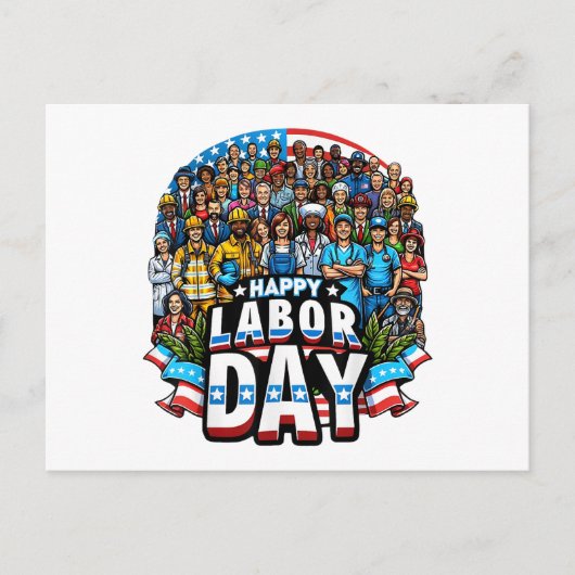 労働おもしろい日幸せアメリカ労働日 ポストカード (正面)