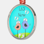 労働および配達ナースのナースの鳥 メタルオーナメント (左)