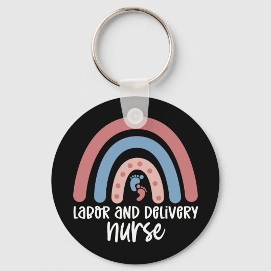 労働と配達ナースレインボーナースギフト キーホルダー (正面)