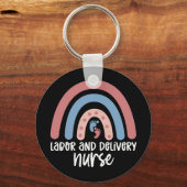 労働と配達ナースレインボーナースギフト キーホルダー (正面)