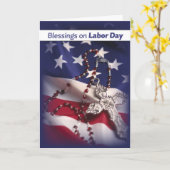 労働の日の愛国的な十字旗、宗教 カード (黄色い花)