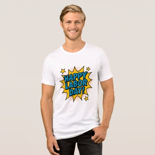 労働の日、おめでとうございます トライブレンドTシャツ (正面全面)