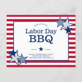 労働デーの星条旗愛国モダン的BBQ インビテーションポストカード