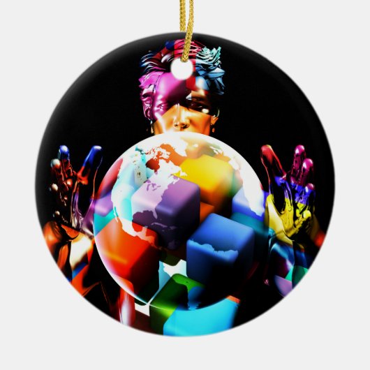 労働力および雇用の文化の多様性 セラミックオーナメント (正面)