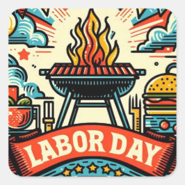 労働日のグリーティングのグリルとチル スクエアシール