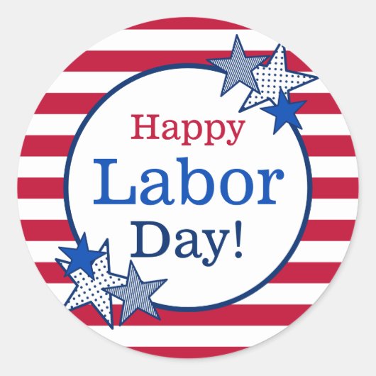 労働日の星と愛国心の輝クールきモダン ラウンドシール (正面)