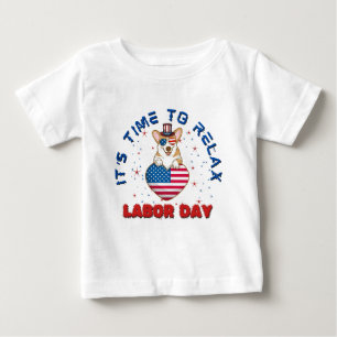労働日の時だリラックスよ、ウェルシュコーギー犬 ベビーTシャツ