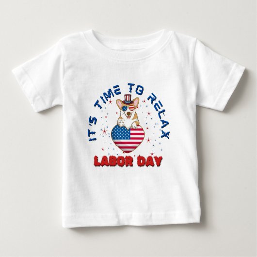 労働日の時だリラックスよ、ウェルシュコーギー犬 ベビーTシャツ (正面)