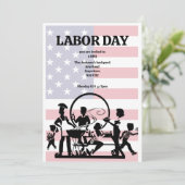 労働日のBBQへの招待（編集可能） 招待状 (スタンド正面)