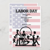 労働日のBBQへの招待（編集可能） 招待状 (正面/裏面)