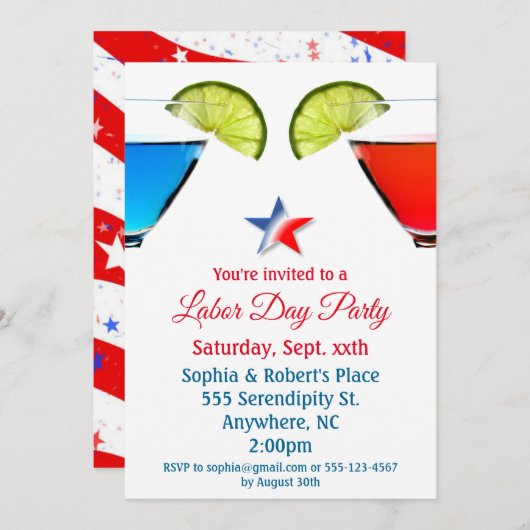 労働日カクテルパーティー 招待状 (正面/裏面)