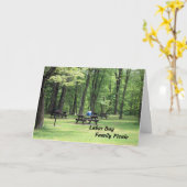 労働日カードファミリーピクニック カード (黄色い花)