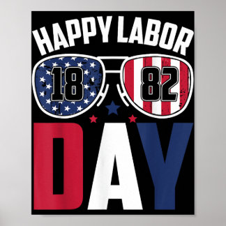 労働日サングラス1882アメリカ国旗の男性の女性キッド ポスター