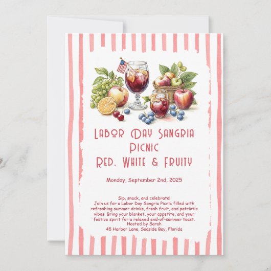 労働日サングラピクニック招待状 – 愛国的 招待状 (正面)