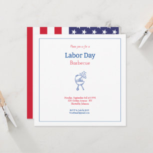 労働日バベキューパーティーミニマリスト 招待状