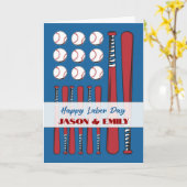 労働日パーソナライズされた野球旗赤白 カード (黄色い花)