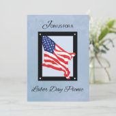 労働日ピクニック招待状、国旗、青空 招待状 (スタンド正面)