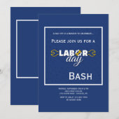 労働日ブルー招待状 招待状 (正面/裏面)