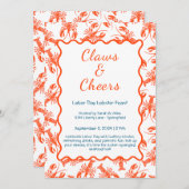 労働日ロブスター沸騰招待状 – 愛国心シーフ 招待状 (正面/裏面)