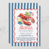 労働日ロブスター沸騰招待状 – 愛国的 招待状 (正面/裏面)