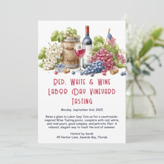 労働日ワインテイスティング招待状 – 愛国的つる植物 招待状 (スタンド正面)