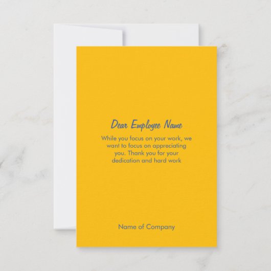 労働日従業員スタッフ評価感謝していUカード サンキューカード (裏面)