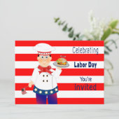 労働日招待状、シェフサービングチーズバーガー 招待状 (スタンド正面)