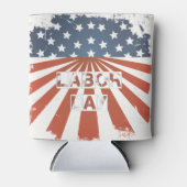 労働日米国国旗 缶クーラー (正面)