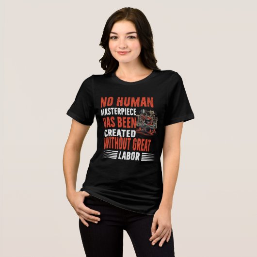 労働日2024労働者パーティーTシャツデザイン トライブレンドTシャツ (正面全面)