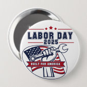 労働日2025年米国拳 缶バッジ (正面&裏面)