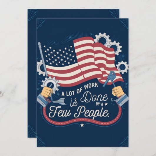 労働日：少数の人々による多くの仕事 サンキューカード (正面/裏面)