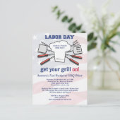 労働日BBQパーティーファミリーサマーグリルブラスト ポストカード (スタンド正面)