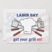 労働日BBQパーティーファミリーサマーグリルブラスト 招待状 (正面)