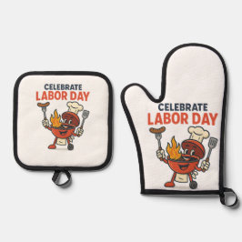 労働日BBQパーティーマンガ – グリルマスタータイム！ 鍋つかみ&鍋敷きセット