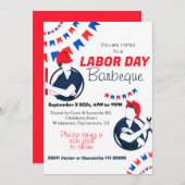 労働日BBQパーティー労働者の愛国心 招待状 (正面/裏面)